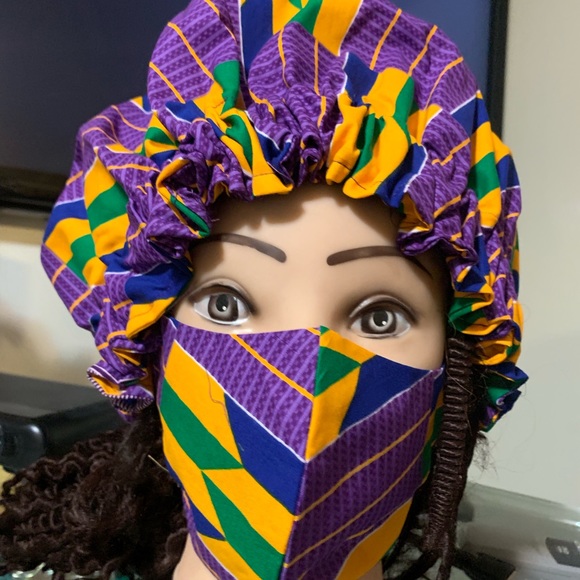 African Style Cloth Face Mask and Headgear - Picture 2 of 5
